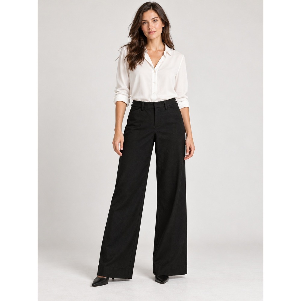 Banana Republic Womens Wool Black Wide Leg Trousers Pants Size 2 28X31